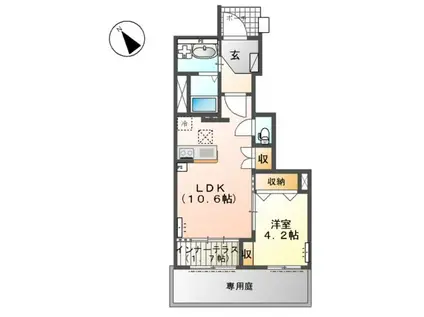 宇都宮市雀の宮アパート工事(1LDK/1階)の間取り写真