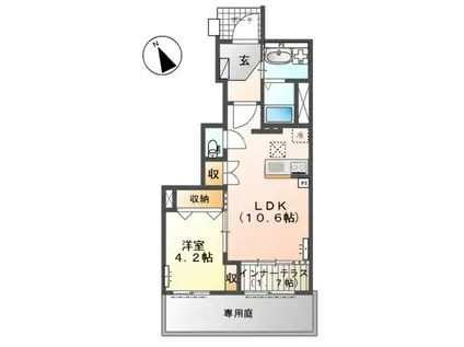 宇都宮市雀の宮アパート工事(1LDK/1階)の間取り写真