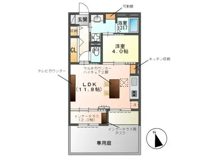 パークエステートⅠ(1LDK/1階)の間取り写真