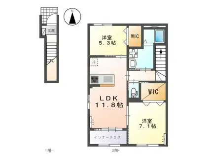 ファミーユグリーン(2LDK/2階)の間取り写真