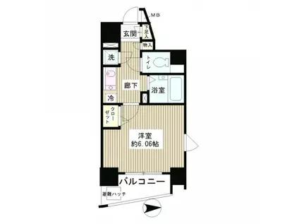 レジディア新中野(1K/6階)の間取り写真