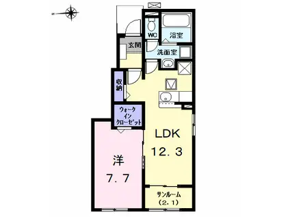 ガーデン ハイツ ハトリⅠ(1LDK/1階)の間取り写真