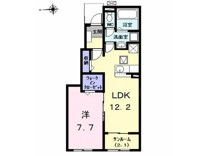 ガーデン ハイツ ハトリⅠ(1LDK/1階)の間取り写真