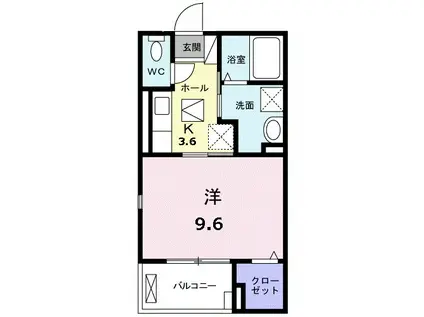 GRANDE MUKAI Ⅵ(1K/1階)の間取り写真