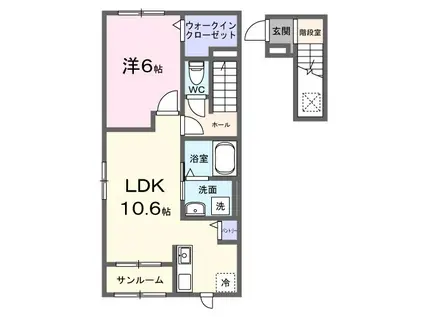 プルミエール富里B(1LDK/2階)の間取り写真