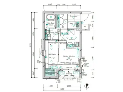 ガリシア千鳥町Ⅱ(1DK/2階)の間取り写真