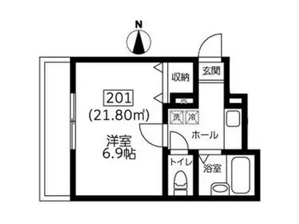 ユースノトモ(1K/2階)の間取り写真