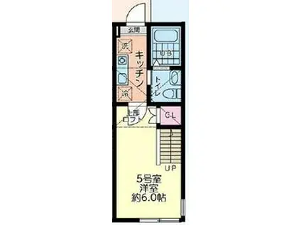 仮シティハイツ新磯野1号棟(1K/1階)の間取り写真