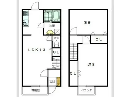 グレース・イン・コゴイ(2LDK/1階)の間取り写真