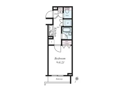 グラントゥルース大山幸町(1K/1階)の間取り写真