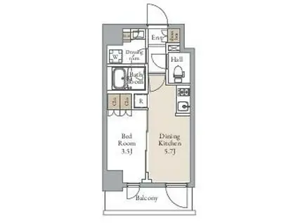 グランカーサ三ノ輪Ⅱ(1DK/7階)の間取り写真