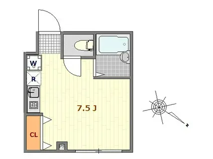アリエスビル(ワンルーム/3階)の間取り写真