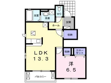 サニーサイドヴィレッジⅢ(1LDK/1階)の間取り写真