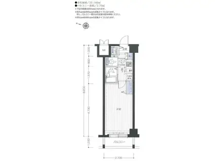 トーシンフェニックス上野毛(1K/4階)の間取り写真