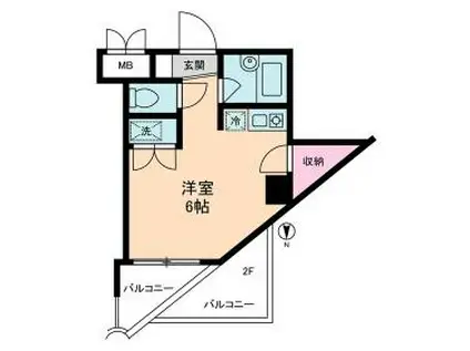 ハイグレイス・T(ワンルーム/2階)の間取り写真