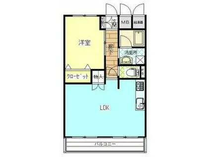 テラジハイツ1号館(1LDK/3階)の間取り写真