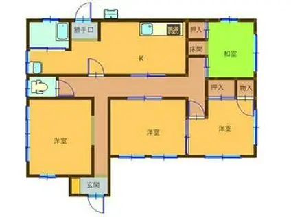 名鉄各務原線 市民公園前駅 バス乗車時間：17分 尾崎南町２丁目バス停で下車 徒歩1分 1階建 築50年(4DK)の間取り写真
