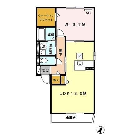 サニーハウスⅡ(1LDK/1階)の間取り写真