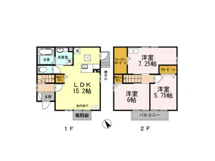 名鉄名古屋本線 知立駅 バス乗車時間：8分 東境郵便局バス停で下車 徒歩5分 2階建 築13年(3LDK)の間取り写真