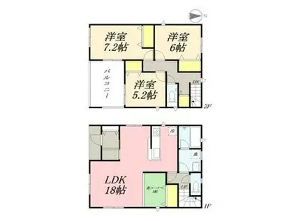 阪和線 和泉橋本駅 徒歩10分 2階建 築1年(3LDK)の間取り写真