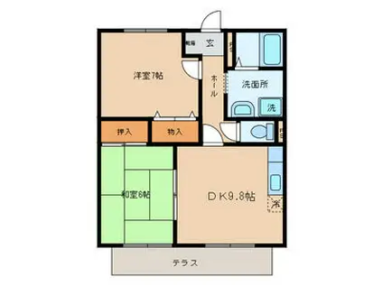 SEPIA(2DK/1階)の間取り写真