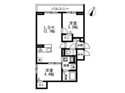 川口市戸塚2丁目PJ 共同(2LDK/2階)の間取り写真