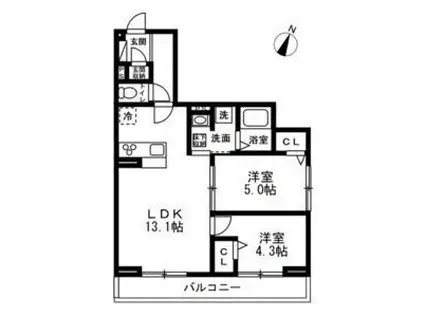 川口市戸塚2丁目PJ 共同(2LDK/2階)の間取り写真