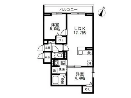 川口市戸塚2丁目PJ 共同(2LDK/3階)の間取り写真