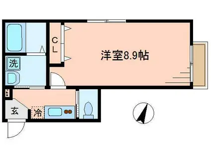 キャメル狭山Ⅱ(1K/2階)の間取り写真