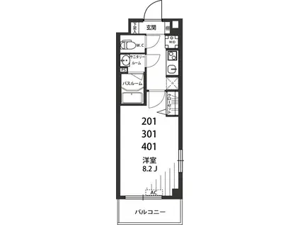 リブリ・LA GLYCINE(1K/4階)の間取り写真