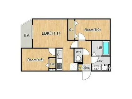 ジーグランデ西大井(2LDK/4階)の間取り写真