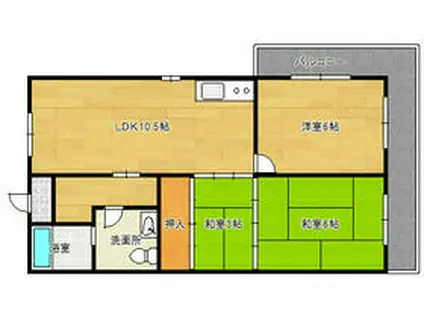 ラ・カーサ上野西(3LDK/3階)の間取り写真