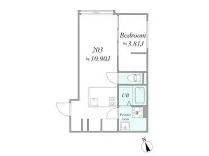 TRIAS341(1LDK/2階)の間取り写真