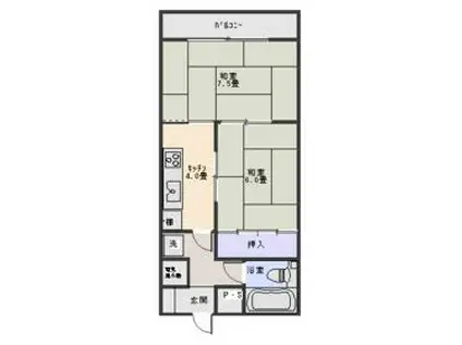 館山シーサイドハイツ(2K/5階)の間取り写真