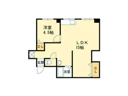 岡町リバクロスレジデンス(1LDK/1階)の間取り写真