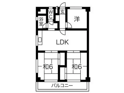 クレア武藤(3LDK/4階)の間取り写真