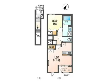 アーリー スプリング(1LDK/2階)の間取り写真