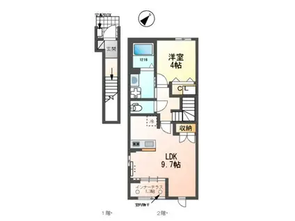 アーリー スプリング(1LDK/2階)の間取り写真