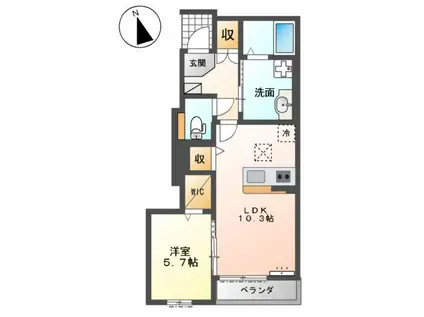 コンフォート6(1LDK/1階)の間取り写真