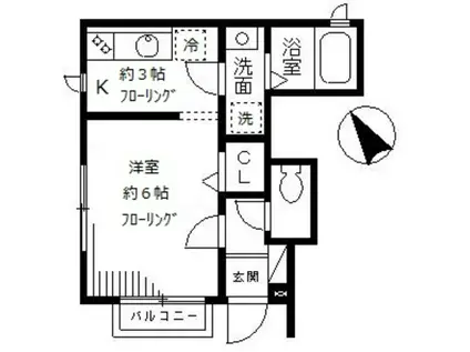 コージーテラス(1K/1階)の間取り写真