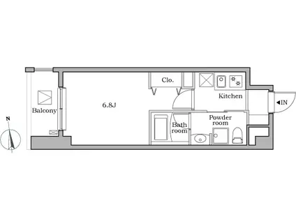 レジディア蒲田Ⅱ(1K/4階)の間取り写真