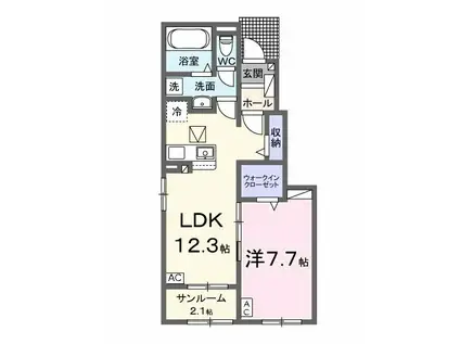 東海道本線 岐阜駅 バス乗車時間：20分 西中島バス停で下車 徒歩5分 2階建 新築(1LDK/1階)の間取り写真