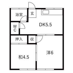 赤坂サンコーポ(2DK/1階)の間取り写真