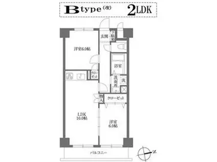 KDXレジデンス鶴見(2LDK/2階)の間取り写真