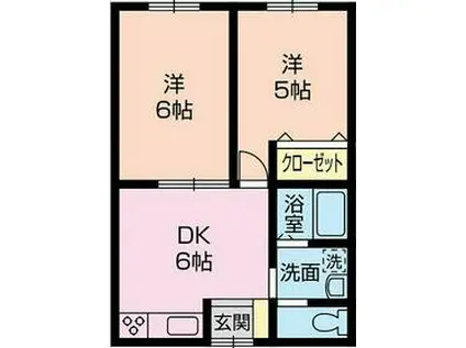 マスザワハイツ(2DK/1階)の間取り写真