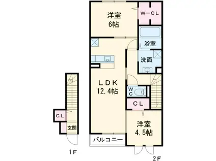 サニーメゾン大野台(2LDK/2階)の間取り写真