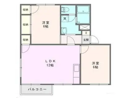 タウニー山一C棟(2LDK/2階)の間取り写真