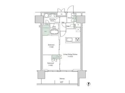 ブルックサイドレジデンス木場(2LDK/2階)の間取り写真