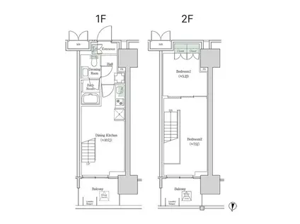 ブルックサイドレジデンス木場(2DK/2階)の間取り写真
