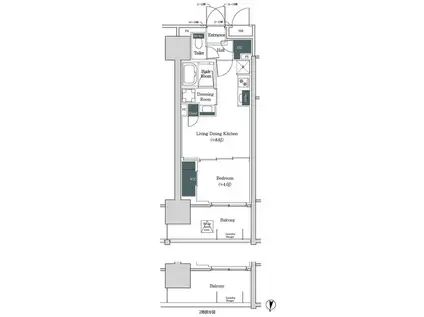 ブルックサイドレジデンス木場(1LDK/2階)の間取り写真